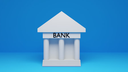 3d illustration bank triangle roof  money dollarの写真素材
