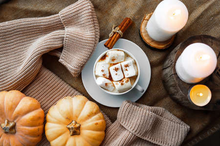 Winter holiday composition, hygge conceptの写真素材