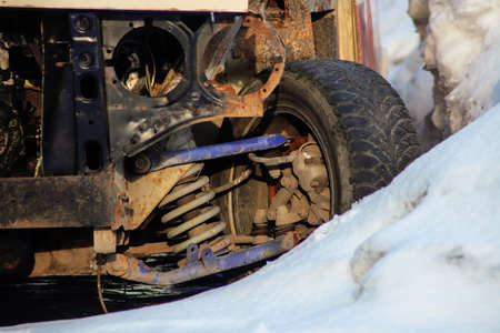 Detail of old broken rusty carの写真素材
