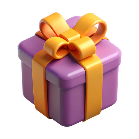 Gift box with ribbon bow isolated on white background. 3d render.の素材