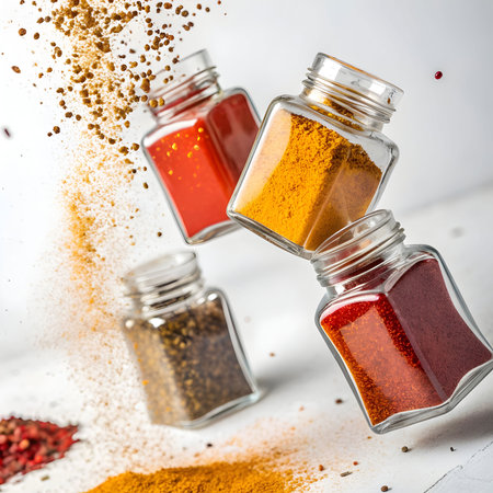 Spices on a white background. Spices on a white backgroundの素材