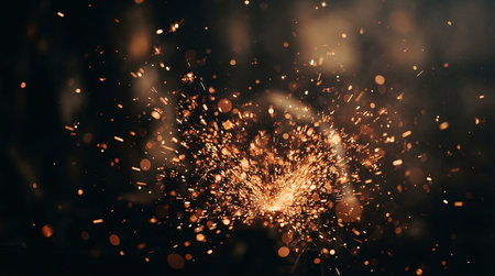 sparks from metal welding close-up on a dark background