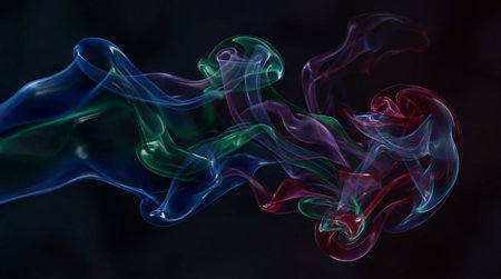 Abstract multicolored smoke on a dark background. Background for Halloween