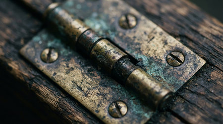 Old rusty lock on a wooden surface. Close-up. Macro