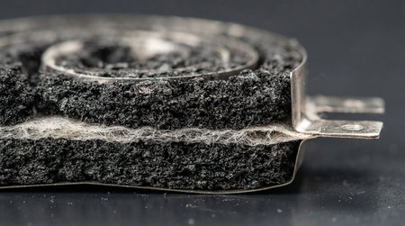 Close-up of black coal on a black background. Macro.