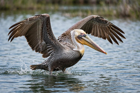 Brown pelican (Pelecanus occidentalis) in flight