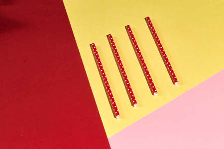 drinking straws for a party. colorful disposable eco-friendly straws for cocktail. top view