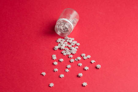 preparation for a party concept. top view photo. copy space. tasty sweets for children. treatment...