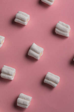 row of sugar confectionery, top view photo. Confectionery concept, chewing, bubble gum