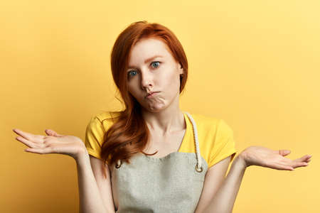 I dont know what to do..indifference, apathy concepts,disinterest. isolted yellow background