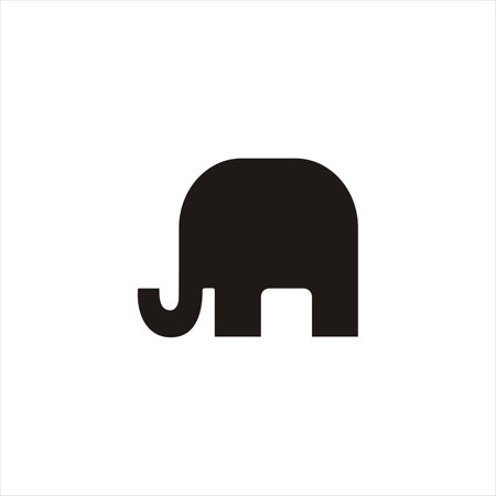 Elephant icon vector illustration. Black silhouette isolated on white background.のイラスト素材