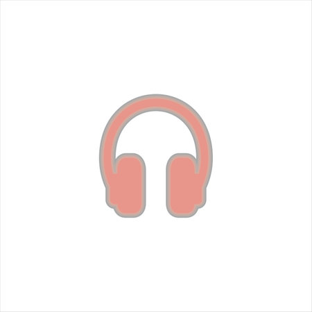 Pink headphones. Simple icon vector illustration isolated on white background.のイラスト素材