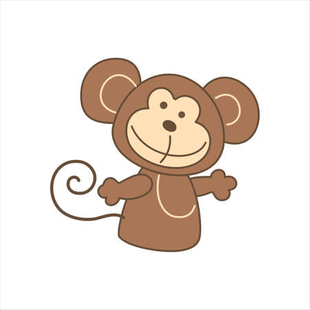 Cute character of monkey with smile. Isolated vector illustration.のイラスト素材