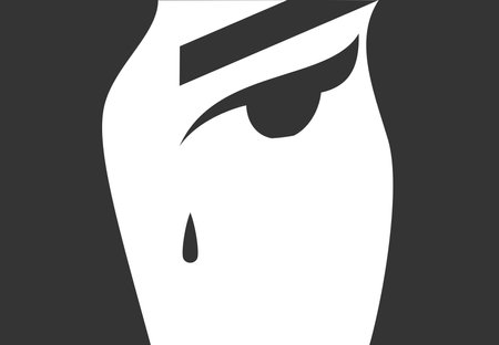 Illustration of an isolated human head with a painful expression on itのイラスト素材