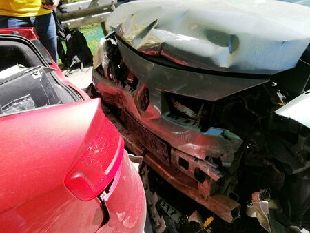 Auto accident involving two cars on a city street - Imageのeditorial素材