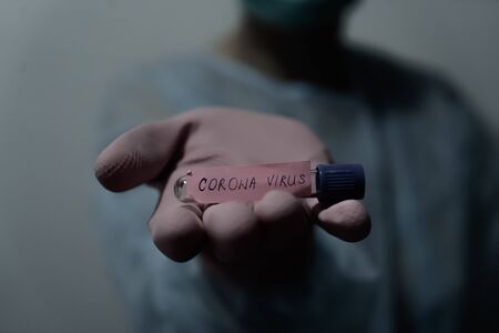 Concept of coronavirus quarantine. MERS-Cov. Novel coronavirus (2019-nCoV). Positive Coronavirus test blood sample. 2019-nCoV pandemicの写真素材