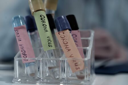 Concept of coronavirus quarantine. MERS-Cov. Novel coronavirus (2019-nCoV). Positive Coronavirus test blood sample. 2019-nCoV pandemicの写真素材