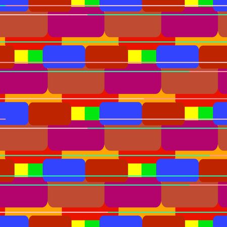Vector seamless pattern mosaic of colored rectangles in the rounded corners.のイラスト素材