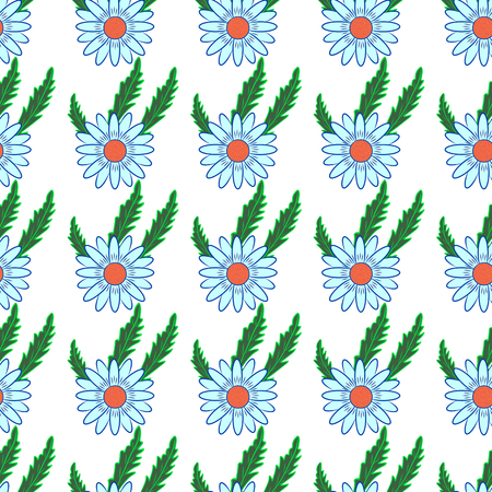 Vector seamless pattern with chamomile leaves on a white background.のイラスト素材