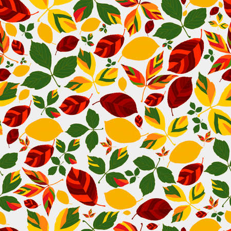 Background vector illustration seamless red orange yellow autumn leaves.のイラスト素材