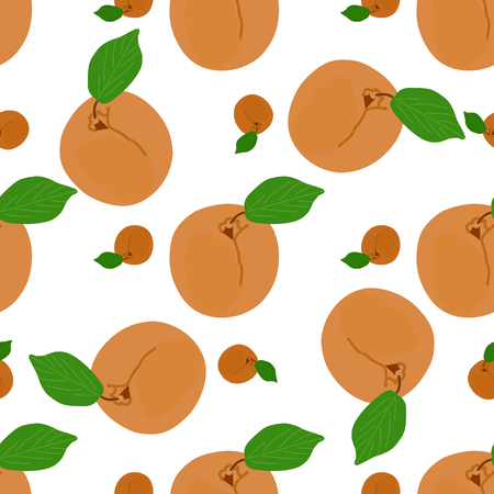 Background illustration vector seamless pattern from apricots and leaves.のイラスト素材