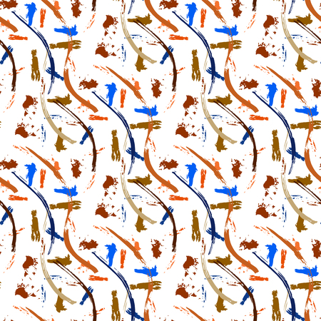 Background vector illustration colorful seamless pattern brush strokes paint chaotically.のイラスト素材