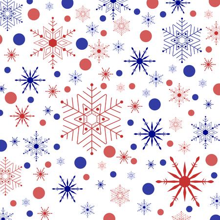 Illustration colored snowflakes and circles on a white background.のイラスト素材