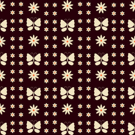 Background vector illustration seamless pattern of flowers and butterflies.