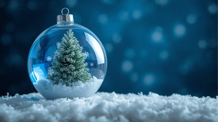 A little christmas tree inside a glass ballの素材