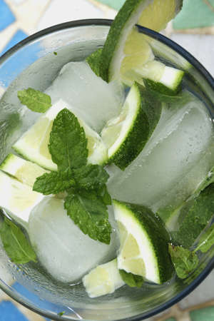 Mojito cocktail - rum, lime, mint and ice