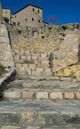 Ancient stone stairs leading to the castleのeditorial素材
