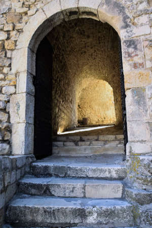 Ancient stone door That leads to a castle corridorのeditorial素材