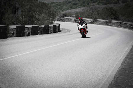 Speed ??on two wheelsの写真素材