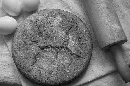 Homemade corn cake (black and white)の写真素材