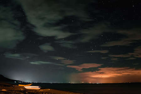 Starry sky over the seaの写真素材