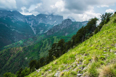Wonderful aerial view of the mountainsの写真素材