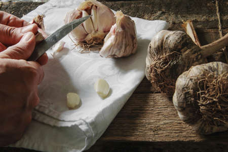 Peeling the garlicのeditorial素材