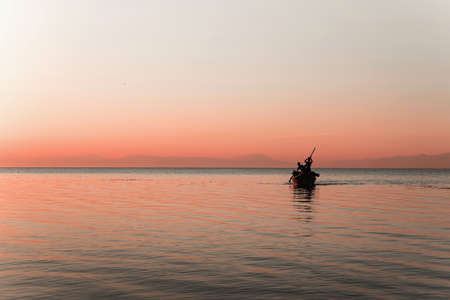 Traveling with the boatの写真素材