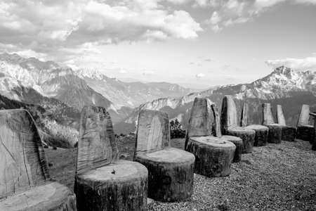 Meeting in the hight mountainの写真素材