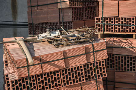 Bricks and masonry toolsの写真素材
