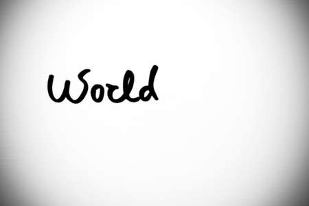 Text "World" on white backgroundの写真素材