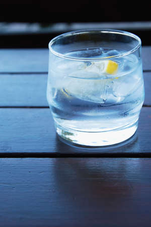 Cold drink with lemon slice