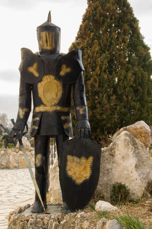 Statue of a knight in armorの写真素材