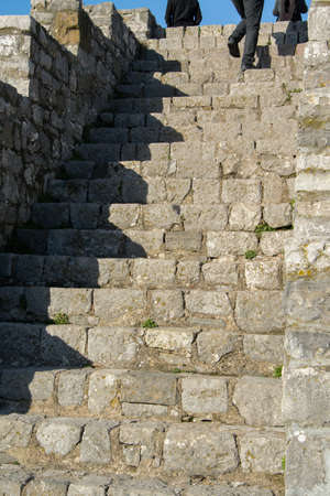 Climbing up the stairs
