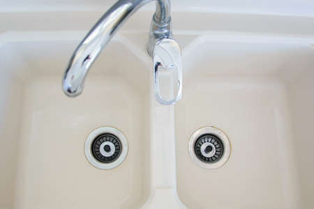 Top view of ceramic kitchen sinkの写真素材