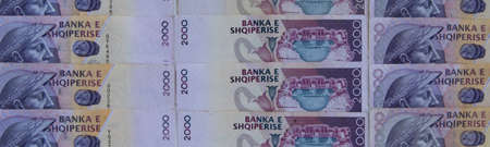 Close up of Albanian LEK. Albania national currency