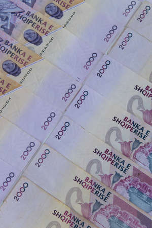 Close up of Albanian LEK. Albania national currency
