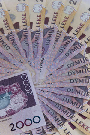 Close up of Albanian LEK. Albania national currency