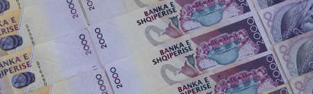 Close up of Albanian LEK. Albania national currency