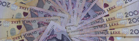 Close up of Albanian LEK. Albania national currencyの写真素材